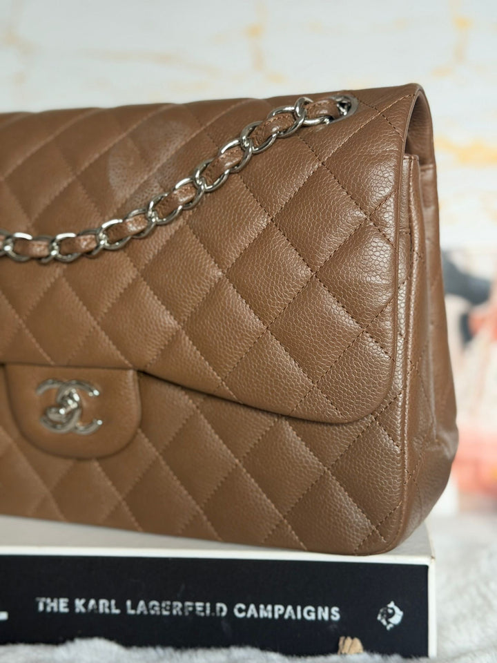 CHANEL series 15 Brown Caviar SHW Jumbo Classic Double Flap Bag 2011