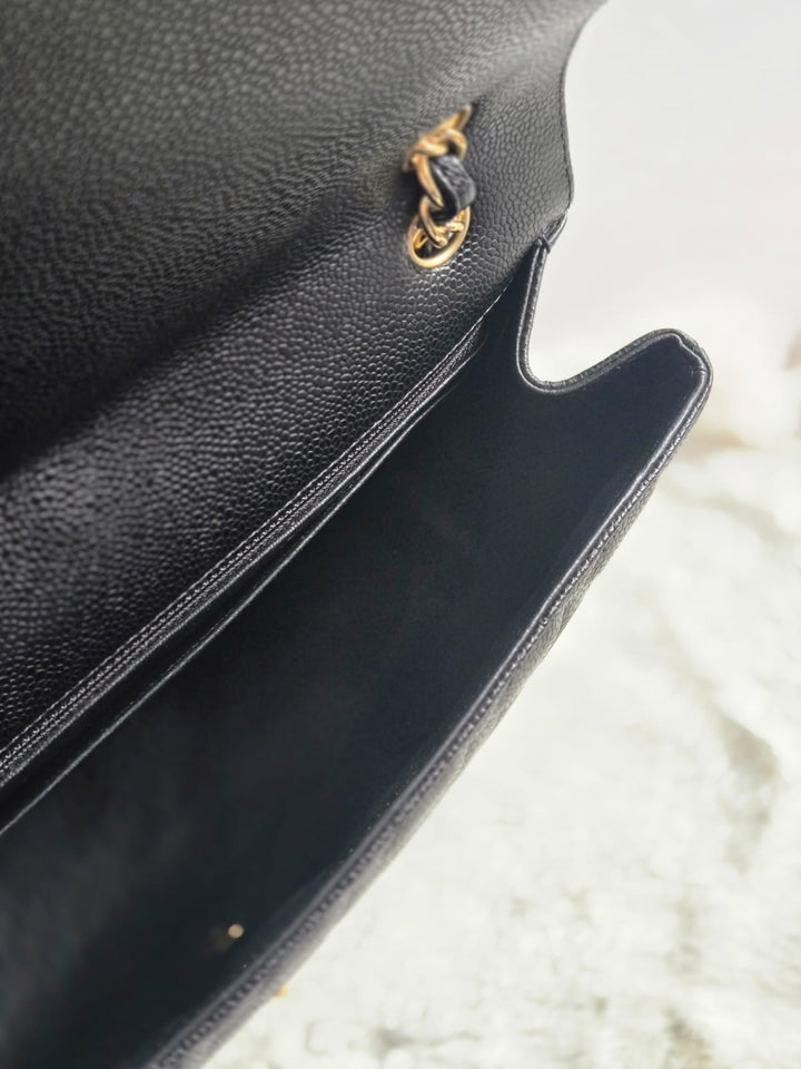 Chanel series 13 2010 Black Caviar Maxi Single Flap Bag with GHW