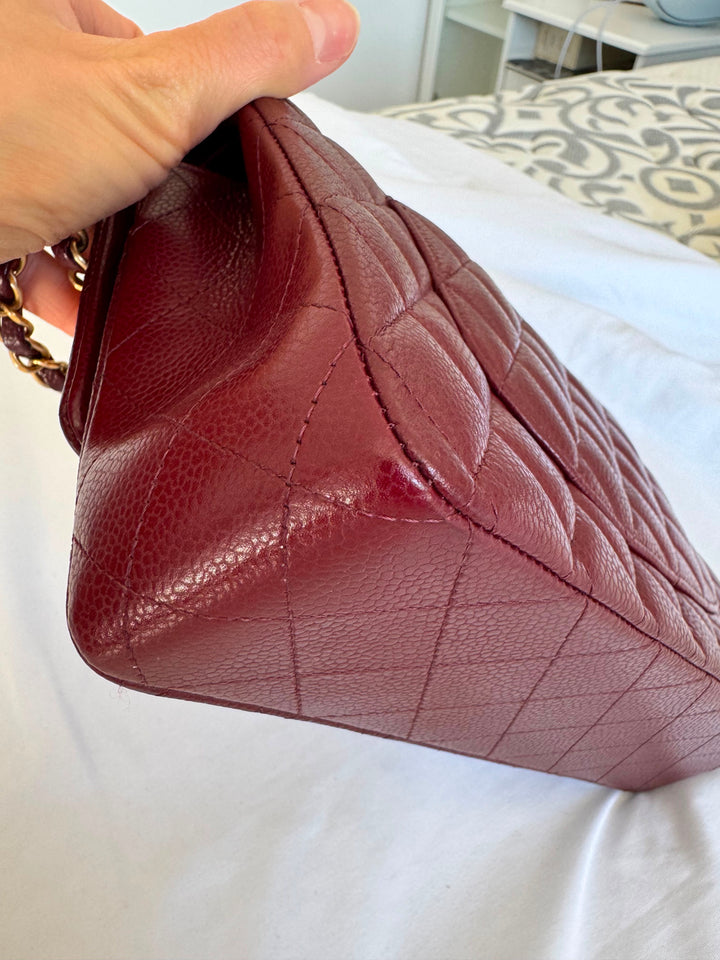 CHANEL series 21 2015 15B Burgundy Caviar GHW Medium ML Timeless Classic Double Flap Bag