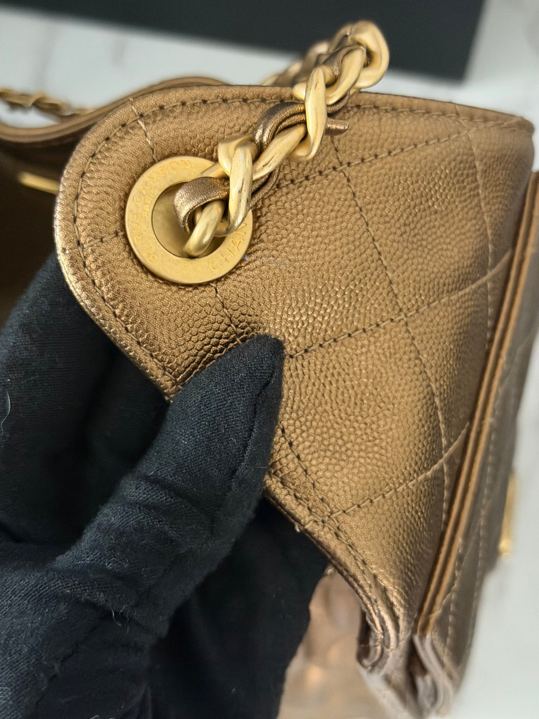 CHANEL 25A 2025 Bronze Caviar aged GHW 25 Hobo Bag size Small