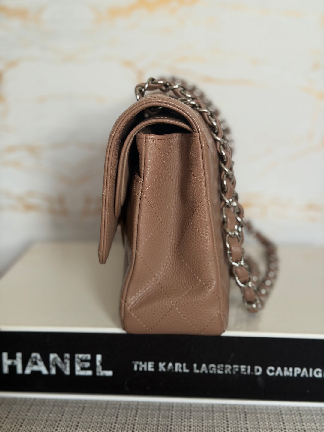 CHANEL series 13 Dark Beige Taupe Caviar SHW Medium ML Classic Double Flap Bag 2011