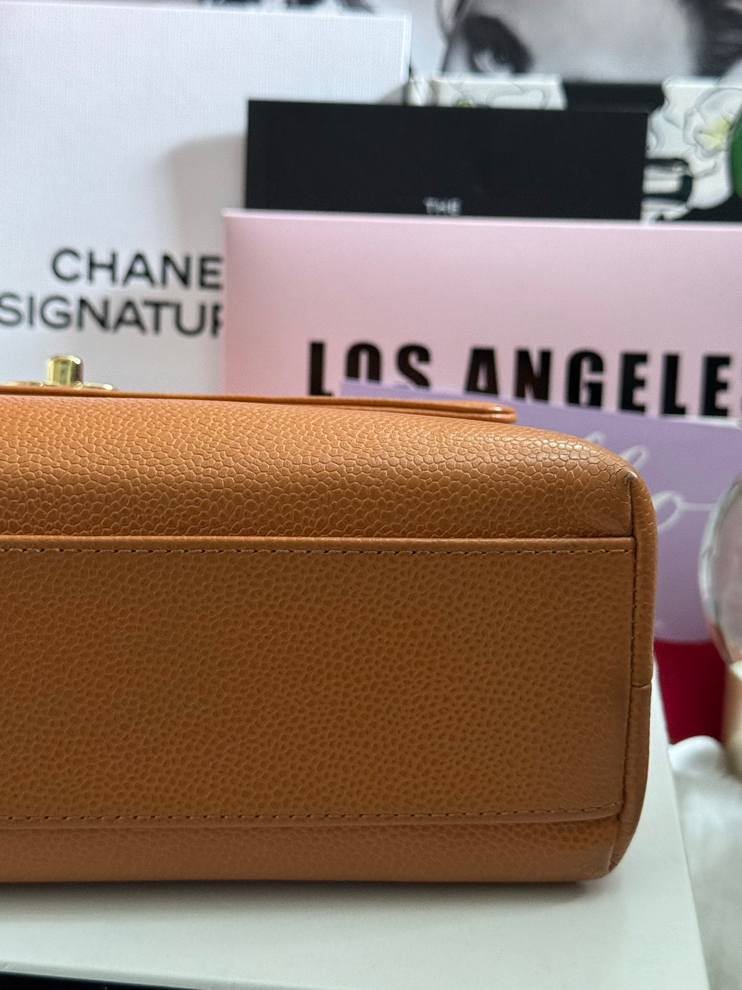 Chanel series 5 circa 1999 Kelly Top Handle Flap 24K GHW in Orange Caviar A12391