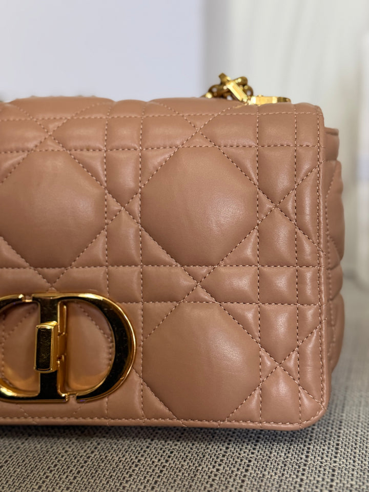 Dior Caro Flap Bag in Rose De Ven Calfskin GHW Medium 25 cms