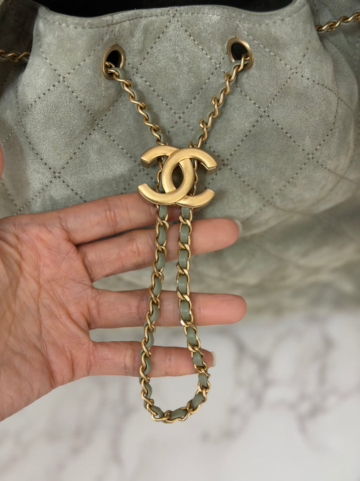 CHANEL 25C 2025 Khaki Suede Aged GHW 25 Hobo Bag size Medium