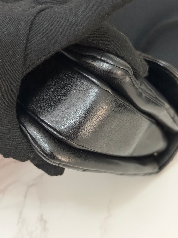 CHANEL series 24 Black Lambskin Silver HW Trendy CC Top Handle Flap Bag with Top Handle and detachable chain