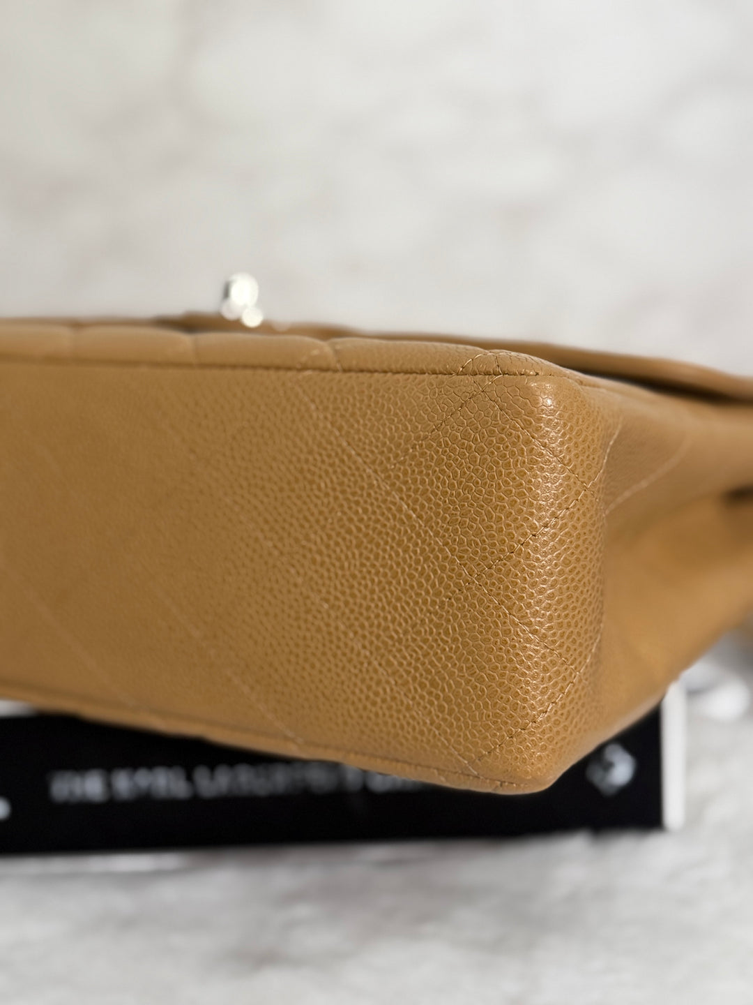 CHANEL series 6 Dark Beige Caviar SHW Vintage Jumbo Single Flap Bag