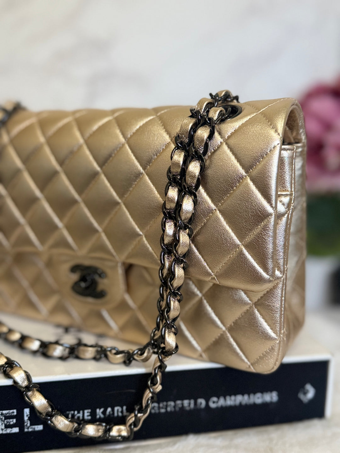 CHANEL series 31 Gold Metallic Lambskin So Black Hardware Medium ML timeless Classic Double Flap Bag 2020/2021