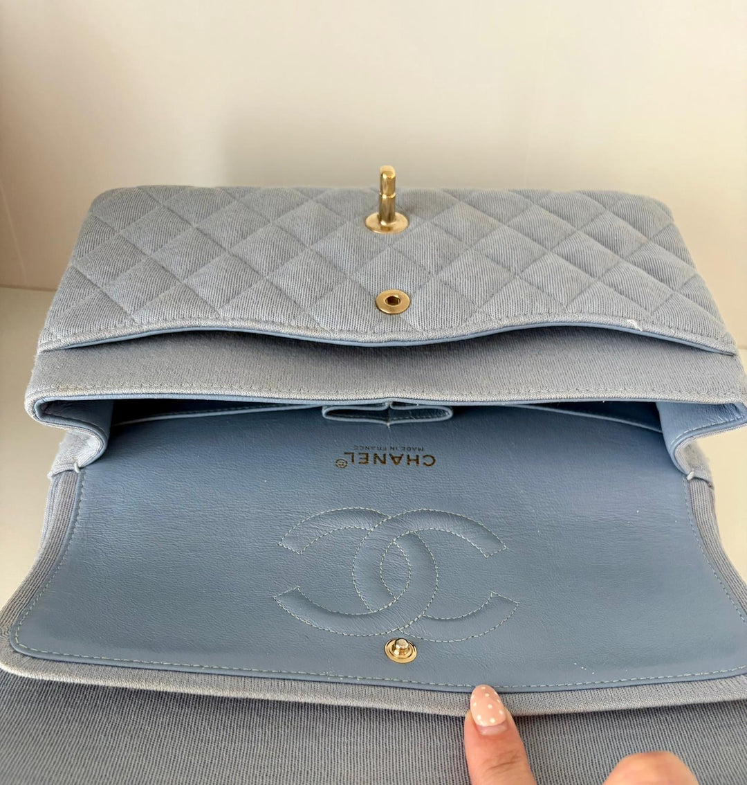 CHANEL Light Blue Jersey Reissue Flap Bag GHW