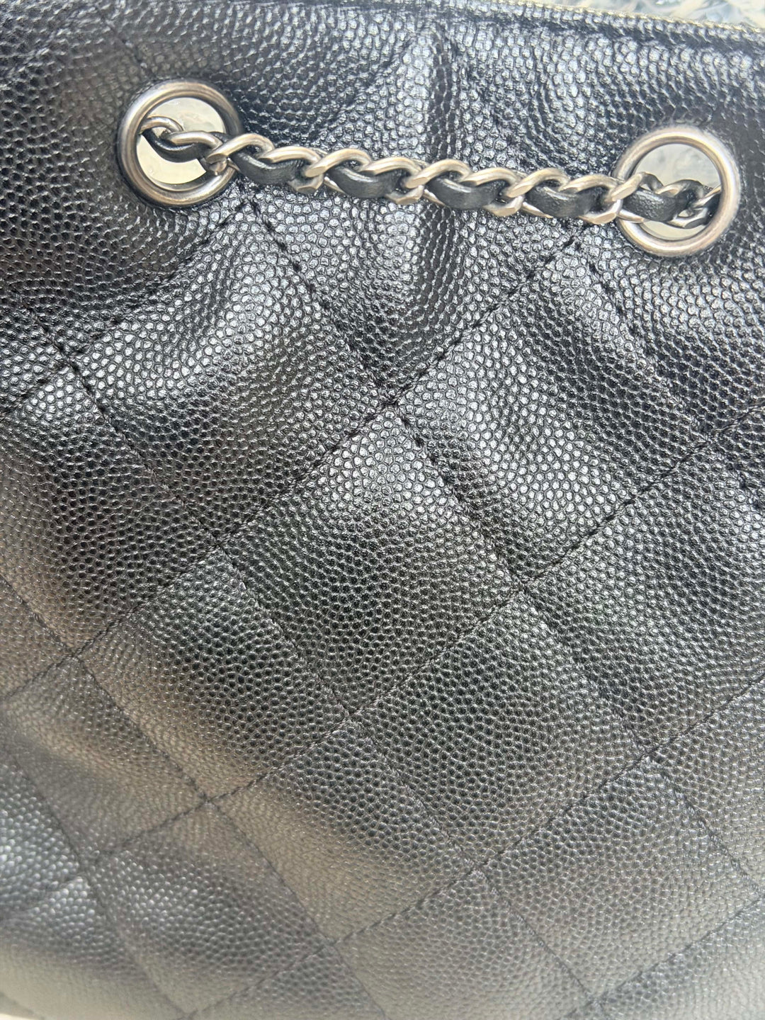 CHANEL Black Caviar Ruthenium Hardware 25 Hobo Bag size SMALL