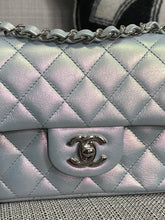 Load image into Gallery viewer, Chanel 21K collection 2021 Iridescent Light Blue Calf skin SHW Mini Rectangular Flap Bag
