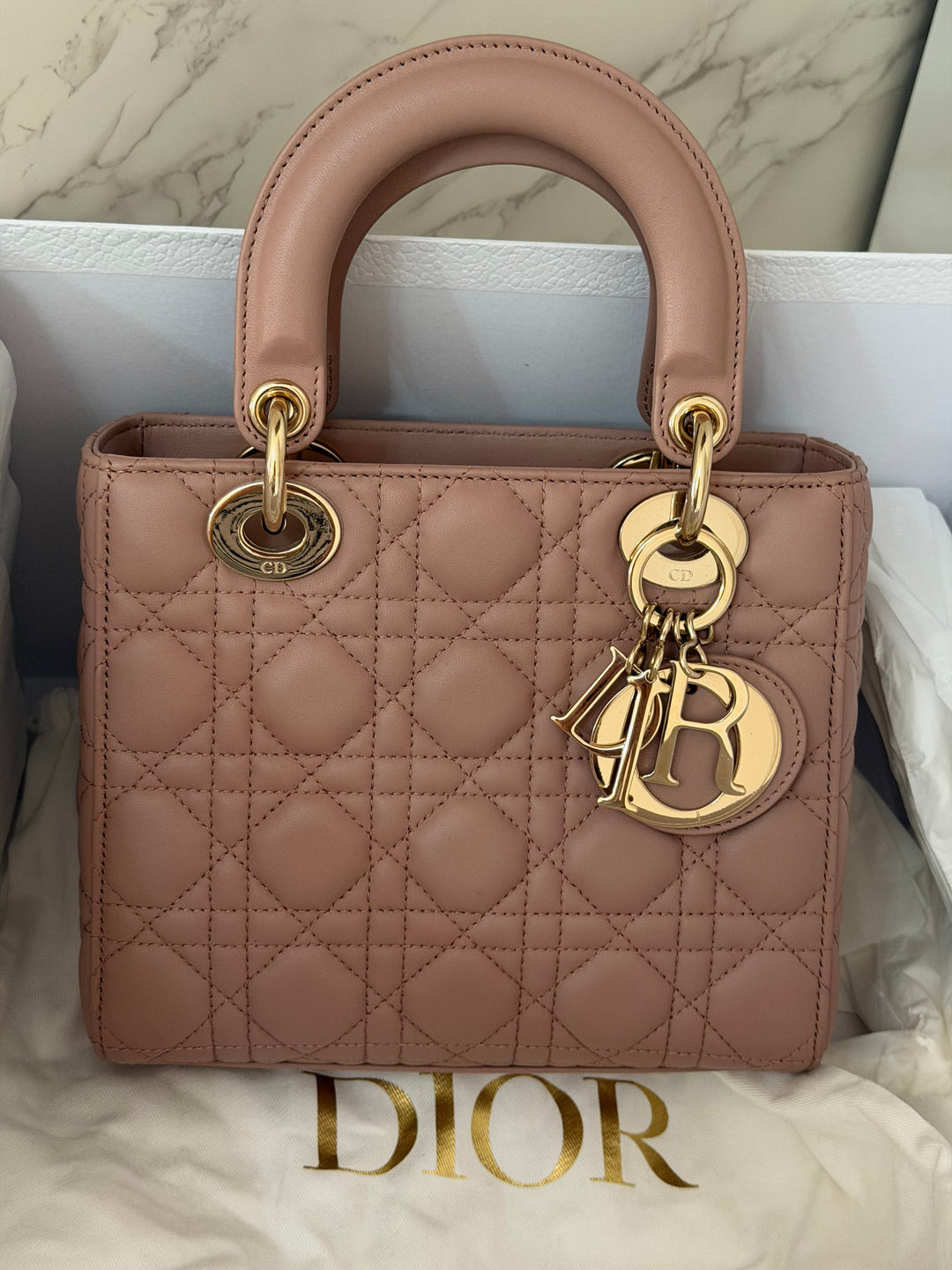 DIOR Lady Dior In Blush Lambskin LGHW size SMALL 2020