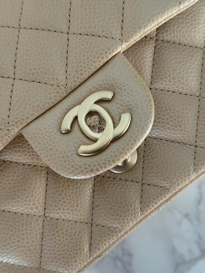 Chanel series 20 15C collection 2014/2015 Pearly Beige Caviar Brushed GHW Square Mini Flap Bag