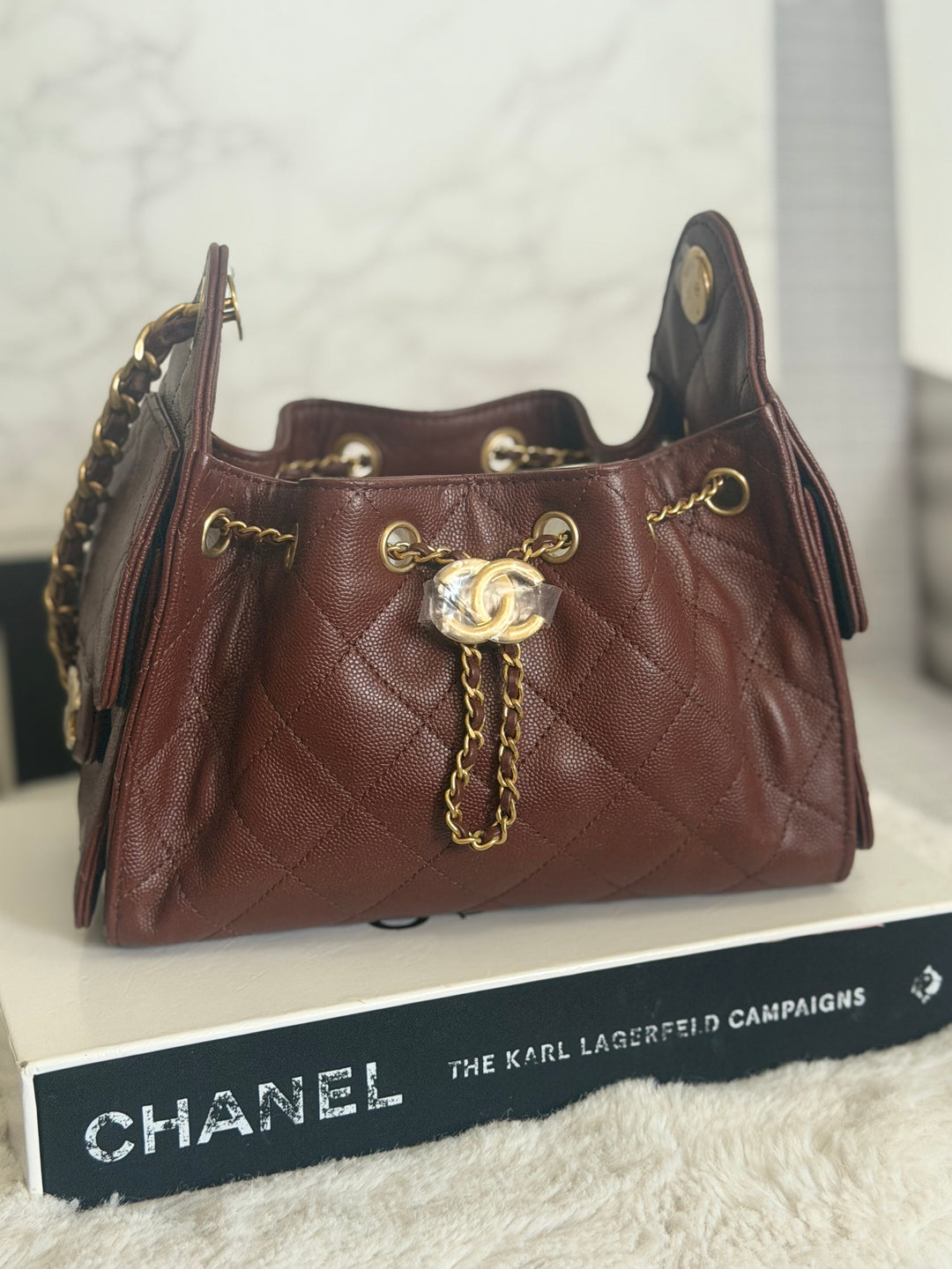 CHANEL 26S Brown Caviar Mini 25 Hobo Bag with Aged GHW 2026