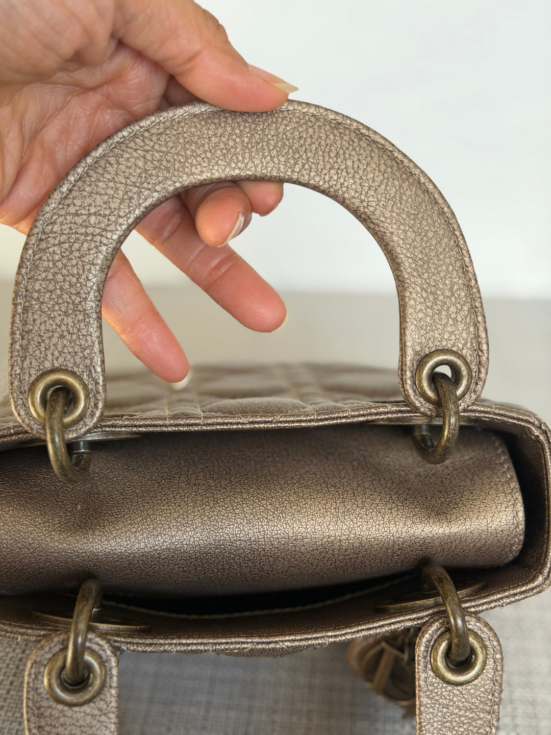 Dior Lady Dior Mini In Bronze Lambskin Bronze Hardware 2007