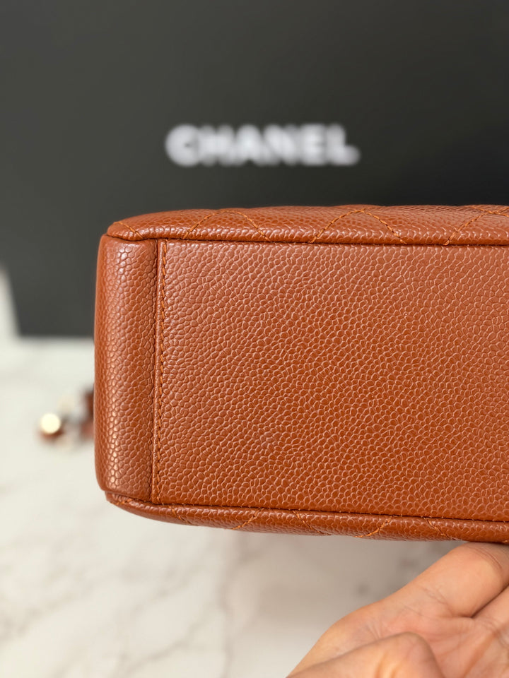 CHANEL series 19 Brown/Tan Caviar Petite Shopping Tote (PST) Bag