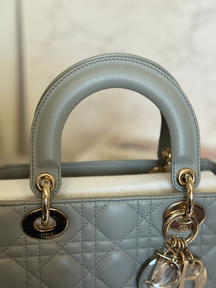 DIOR Lady Dior Grey Lambskin ABCDior size Small 2022 LGHW