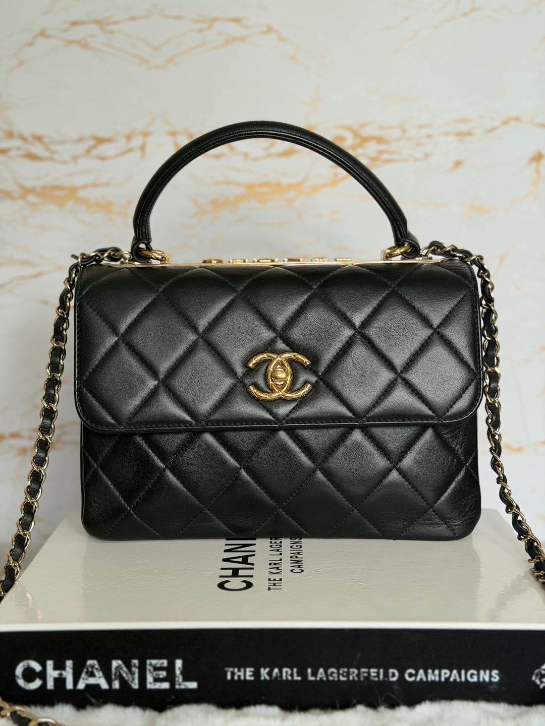 CHANEL Black Lambskin LGHW Trendy CC Flap Bag size SMALL with Non detachable Shoulder strap 2023