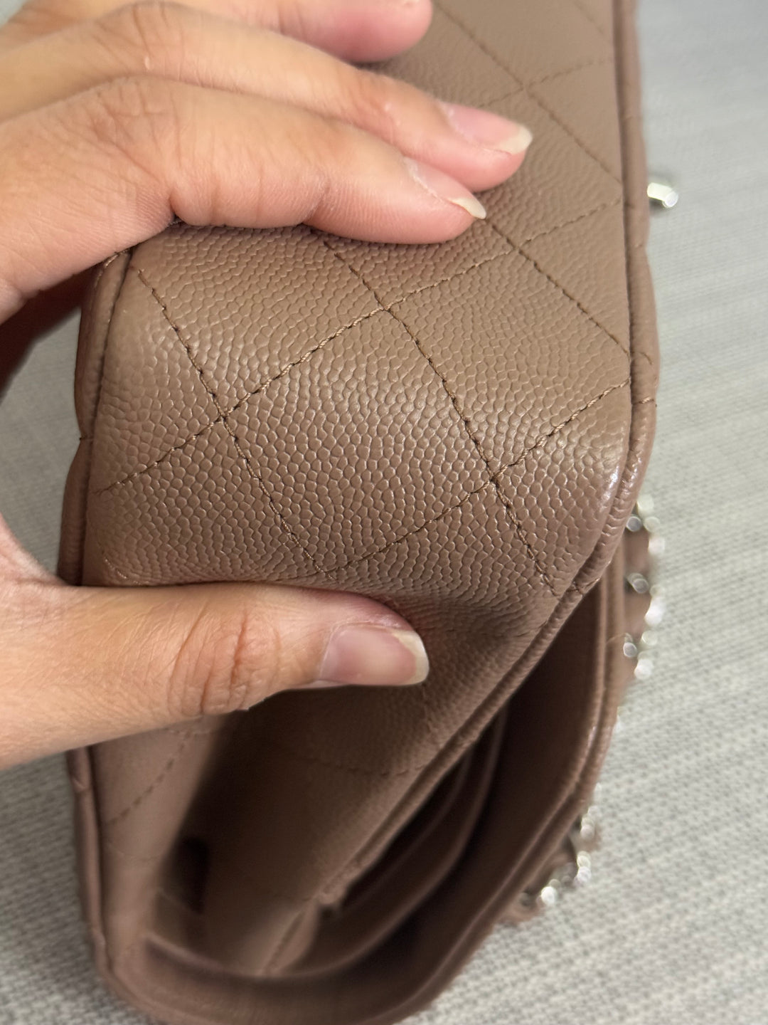 Chanel series 24 17B 2017 Fall/Winter Collection Taupe Caviar SHW Medium ML Timeless Classic Double Flap Bag