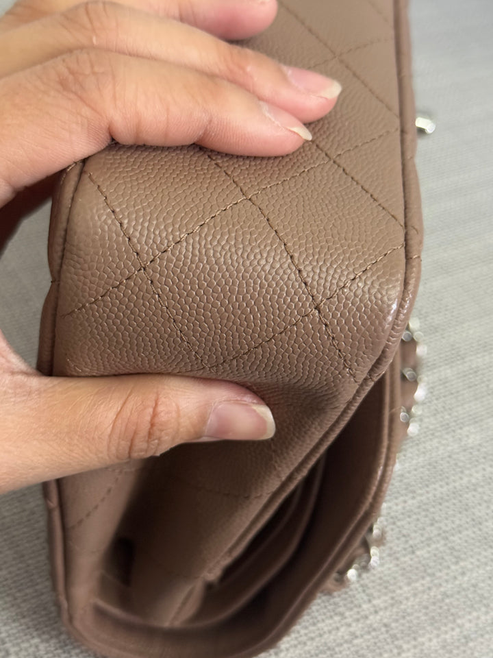 Chanel series 24 17B 2017 Fall/Winter Collection Taupe Caviar SHW Medium ML Timeless Classic Double Flap Bag