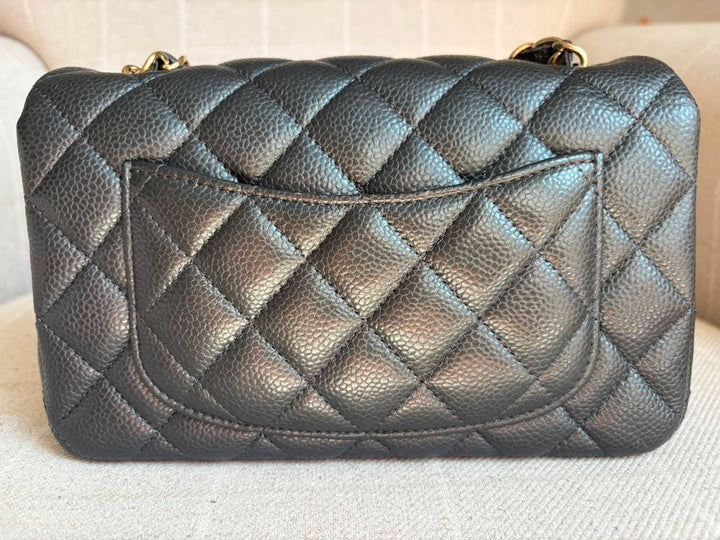 CHANEL series 25 18S iridescent pearly Grey caviar LGHW Mini Rectangular Flap Bag 2018