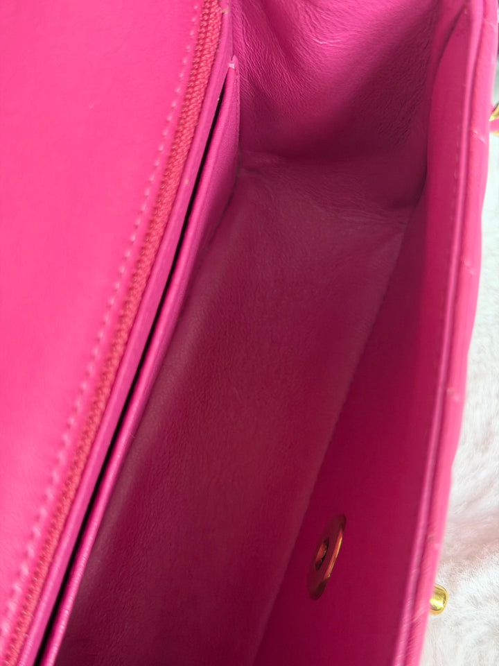 CHANEL series 21 Pink Lambskin Chevron Mini Rectangular Flap Bag with GHW 2015