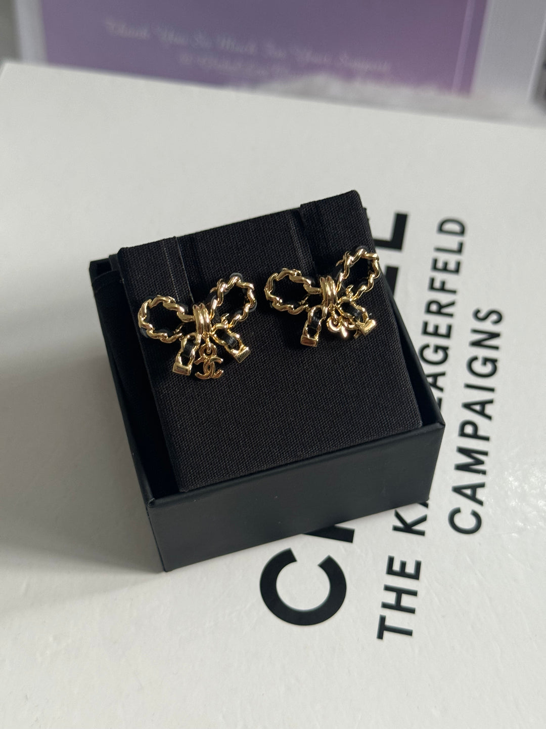 Chanel 24P Collection Ribbon GHW Earrings