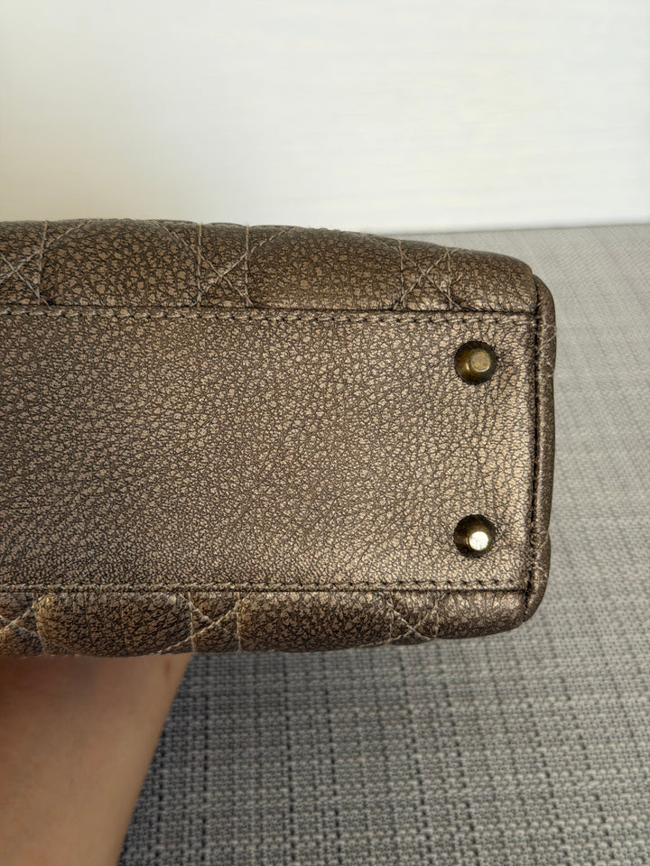 Dior Lady Dior Mini In Bronze Lambskin Bronze Hardware 2007