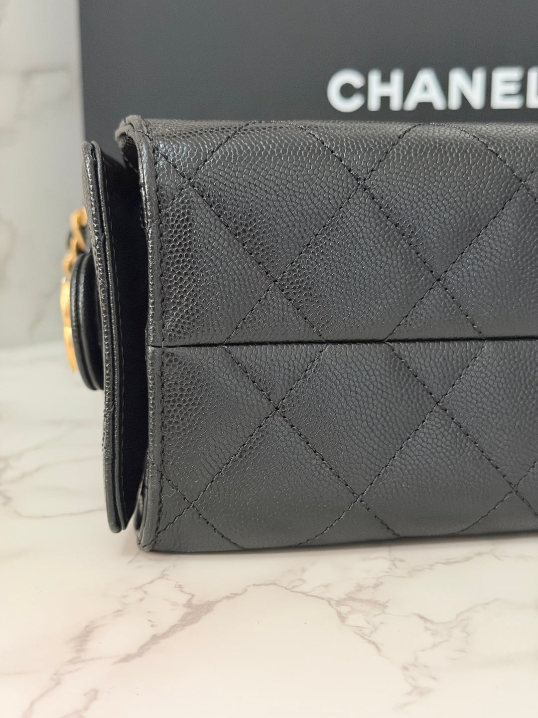 CHANEL 26C Black Caviar aged GHW Mini 25 Hobo Bag