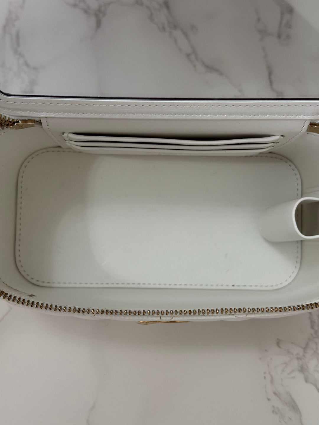 CHANEL 22S Collection 2022 Pick Me Up White Caviar Small Vanity Case with Metal Top Handle GHW