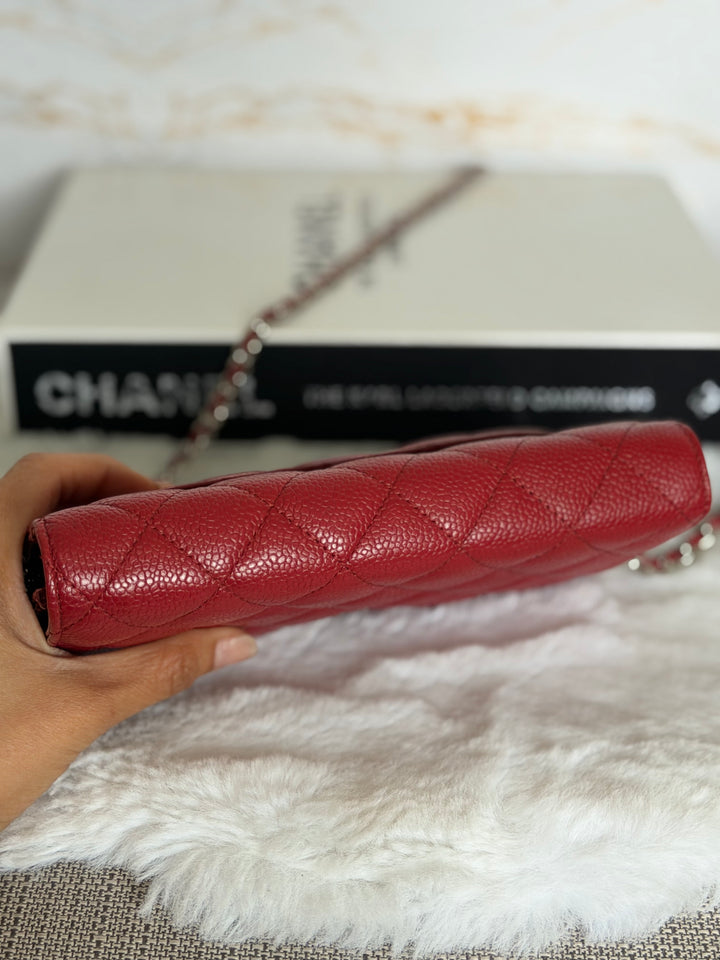 CHANEL series 19 Red Caviar Classic Wallet on chain (WOC) SHW 2014/2015