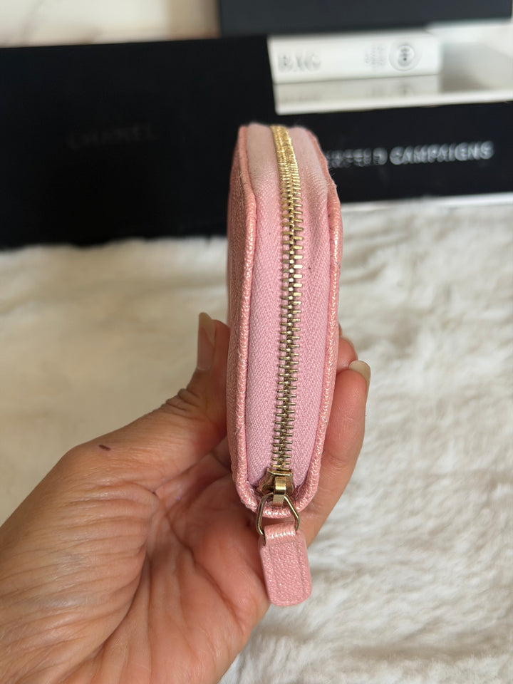 CHANEL 19S iridescent pink caviar LGHW Zippy Coin Purse series 27 2019