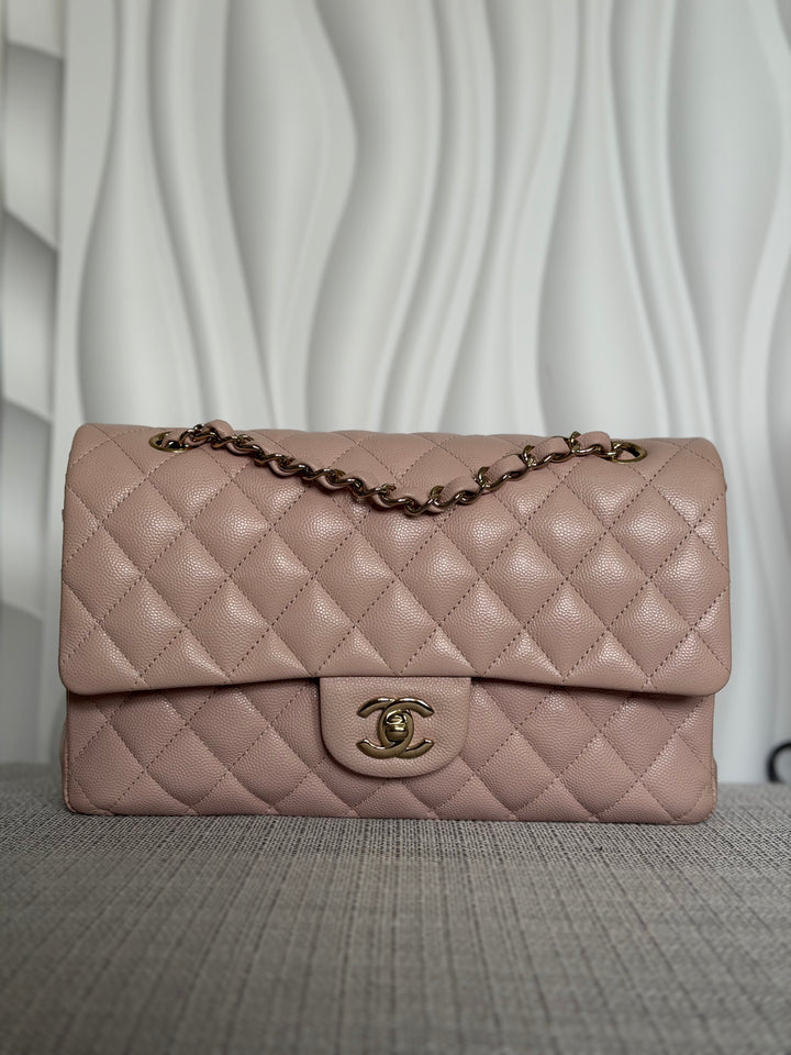 CHANEL 21C 2021 Rose Clair Caviar LGHW Medium ML 11.12 Timeless Classic Double Flap Bag