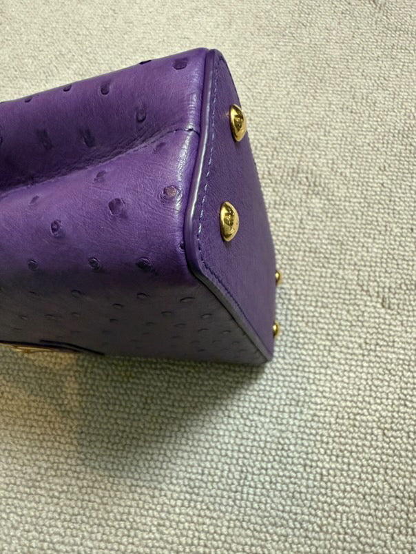 LOUIS VUITTON LV Mini Capucines LGHW Amethyst Ostrich Leather with detachable strap