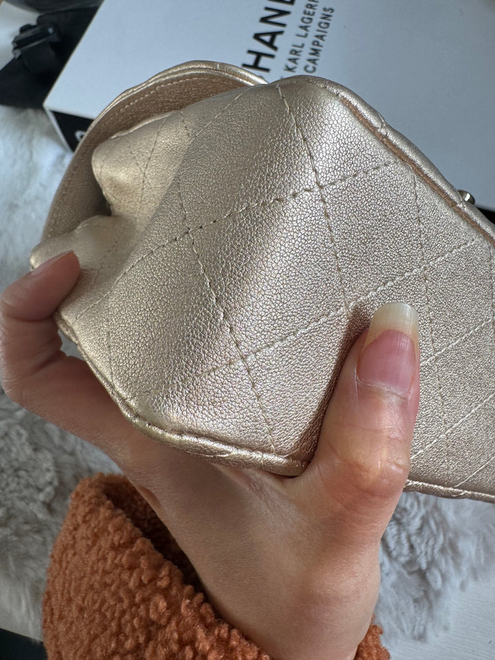 Chanel 21P series 31 Iridescent Gold Lambskin LGHW Mini Rectangular Flap Bag