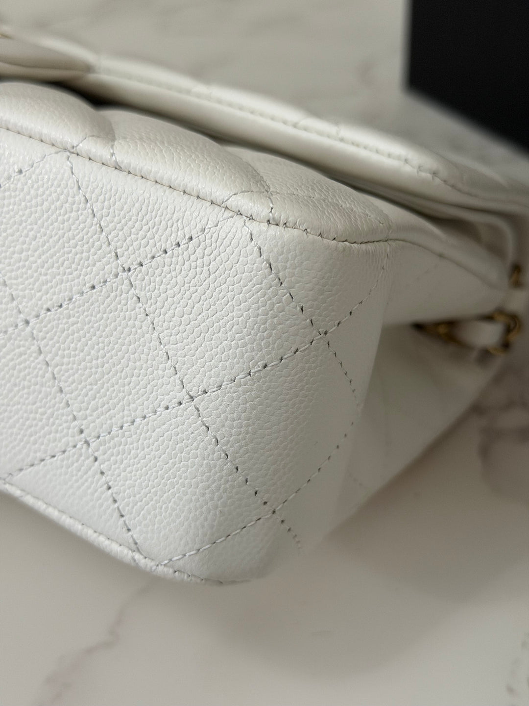 CHANEL 2023 White Caviar LGHW Medium ML Timeless Classic Double Flap Bag