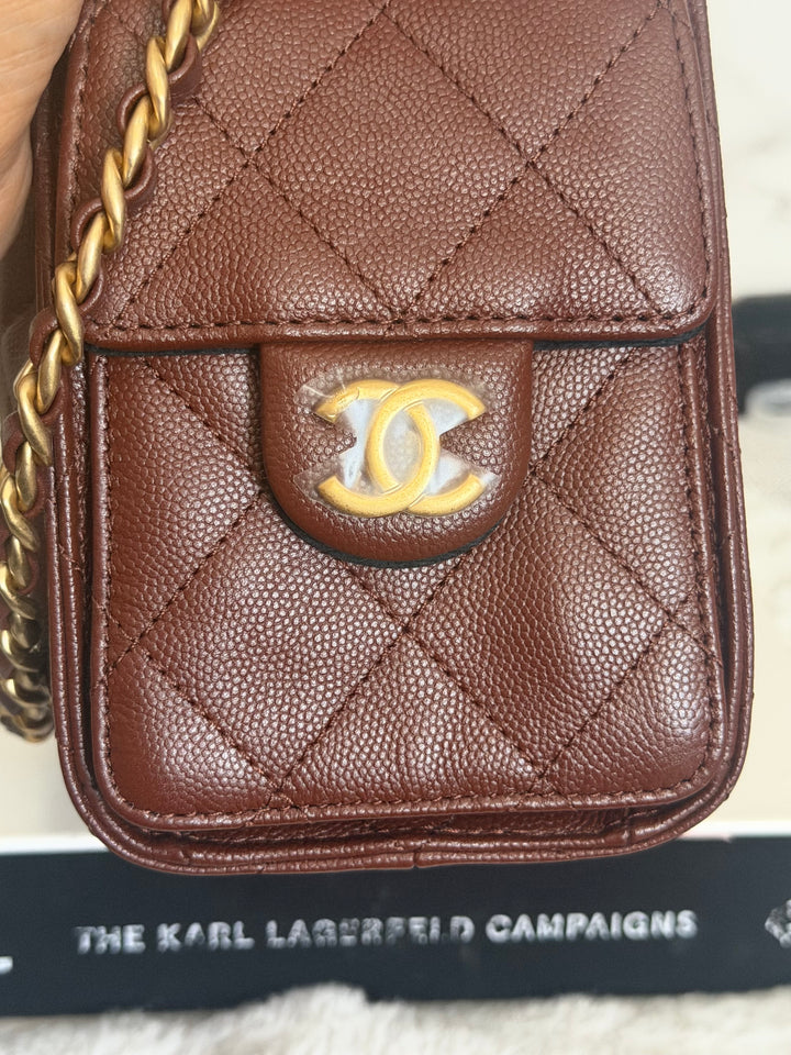 CHANEL 26S Brown Caviar Mini 25 Hobo Bag with Aged GHW 2026