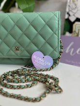 Load image into Gallery viewer, Chanel 23P Tiffany Green Caviar LGHW Classic Wallet on Chain (WOC)
