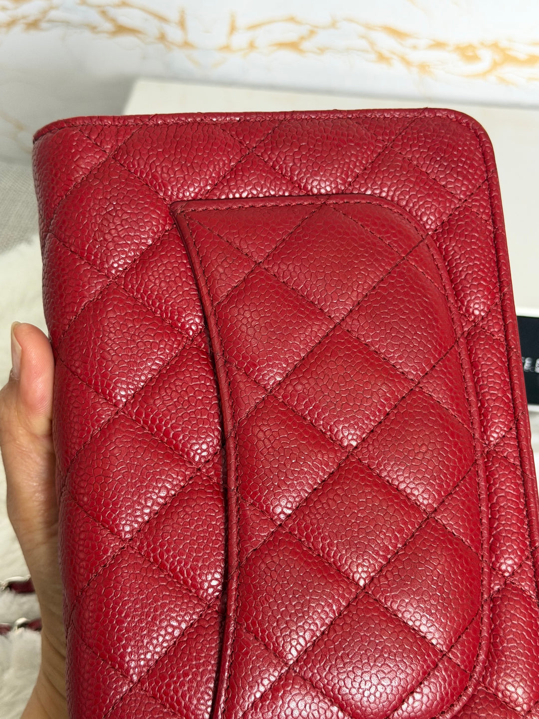 CHANEL series 19 Red Caviar Classic Wallet on chain (WOC) SHW 2014/2015