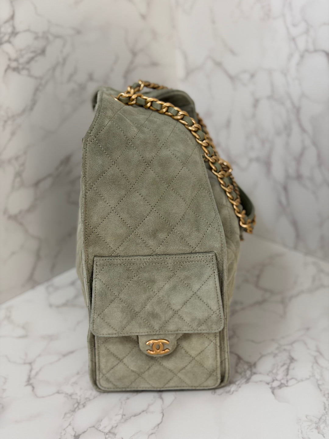 CHANEL 25C 2025 Khaki Suede Aged GHW 25 Hobo Bag size Medium