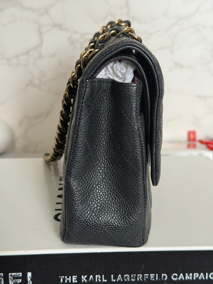 CHANEL series 16 Black Caviar GHW Medium ML Timeless Classic Double Flap bag 2011/2012