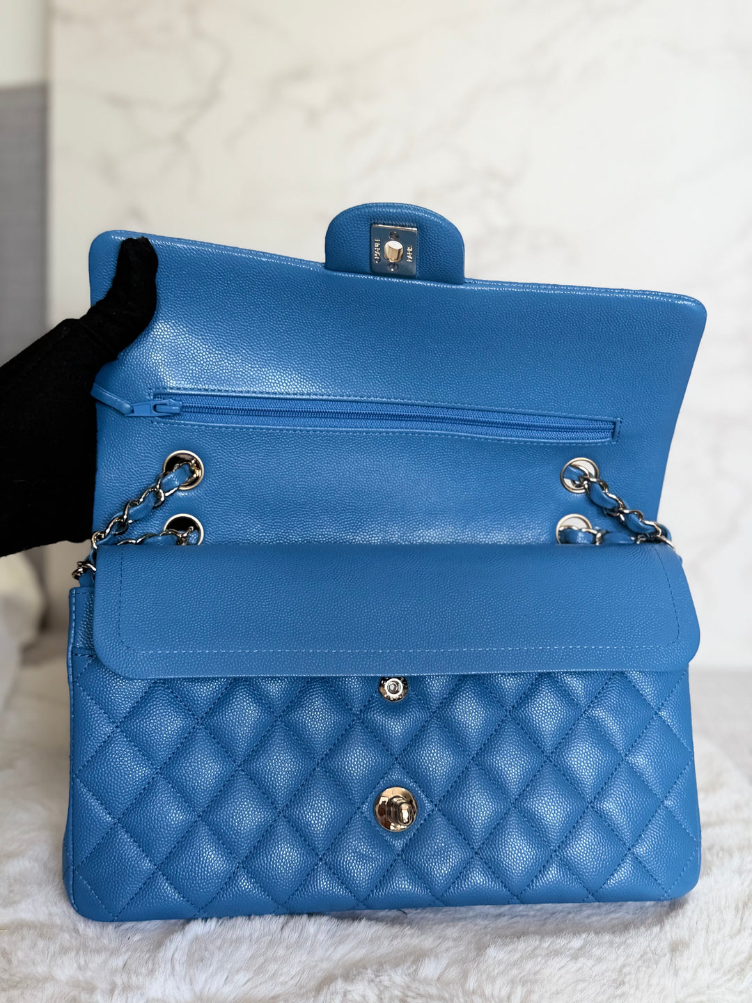 Chanel series 30 2020 Blue Caviar LGHW Medium ML timeless Classic double Flap Bag