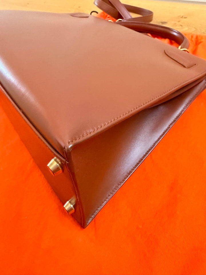 HERMÈS Kelly 32 Noisette Box leather GHW Stamp F in sq 2002 RARE