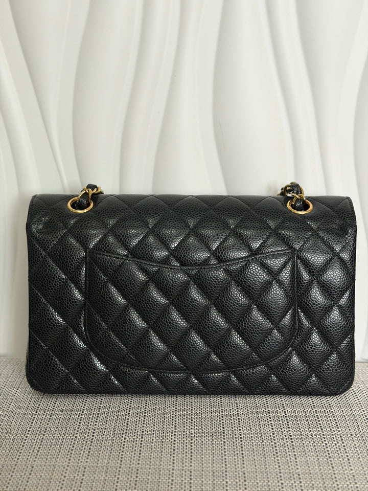 CHANEL 2022 Black Caviar GHW Timeless Classic Medium ML 11.12 Double Flap Bag