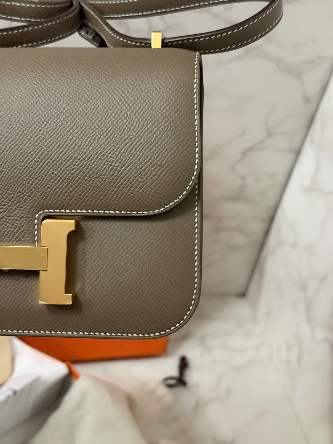 Hermes Constance 18 Etoupe Epsom Leather GHW Flap Bag Stamp D 2019