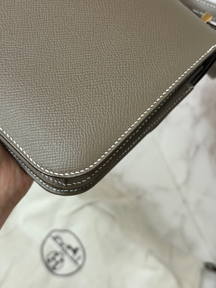 Hermes Constance 18 Etoupe Epsom Leather GHW Flap Bag Stamp D 2019