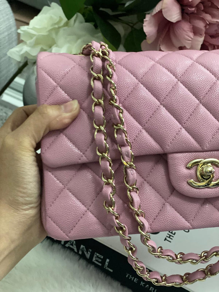 CHANEL 22S 2022 Dark Pink Caviar LGHW Medium ML Timeless Classic Double Flap Bag
