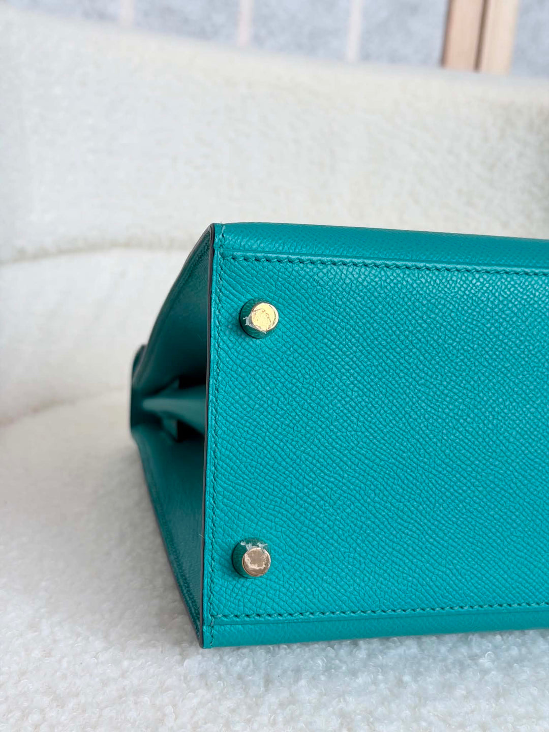 HERMÈS Kelly 28 Epsom Leather Sellier Special Order Bleu Paon GHW Stamp D 2019