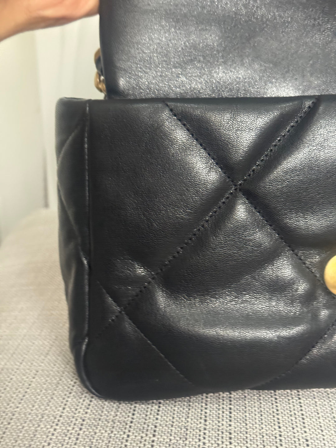 CHANEL 19 Size Small Black Lambskin Mixed Hardware Flap bag with Top Handle