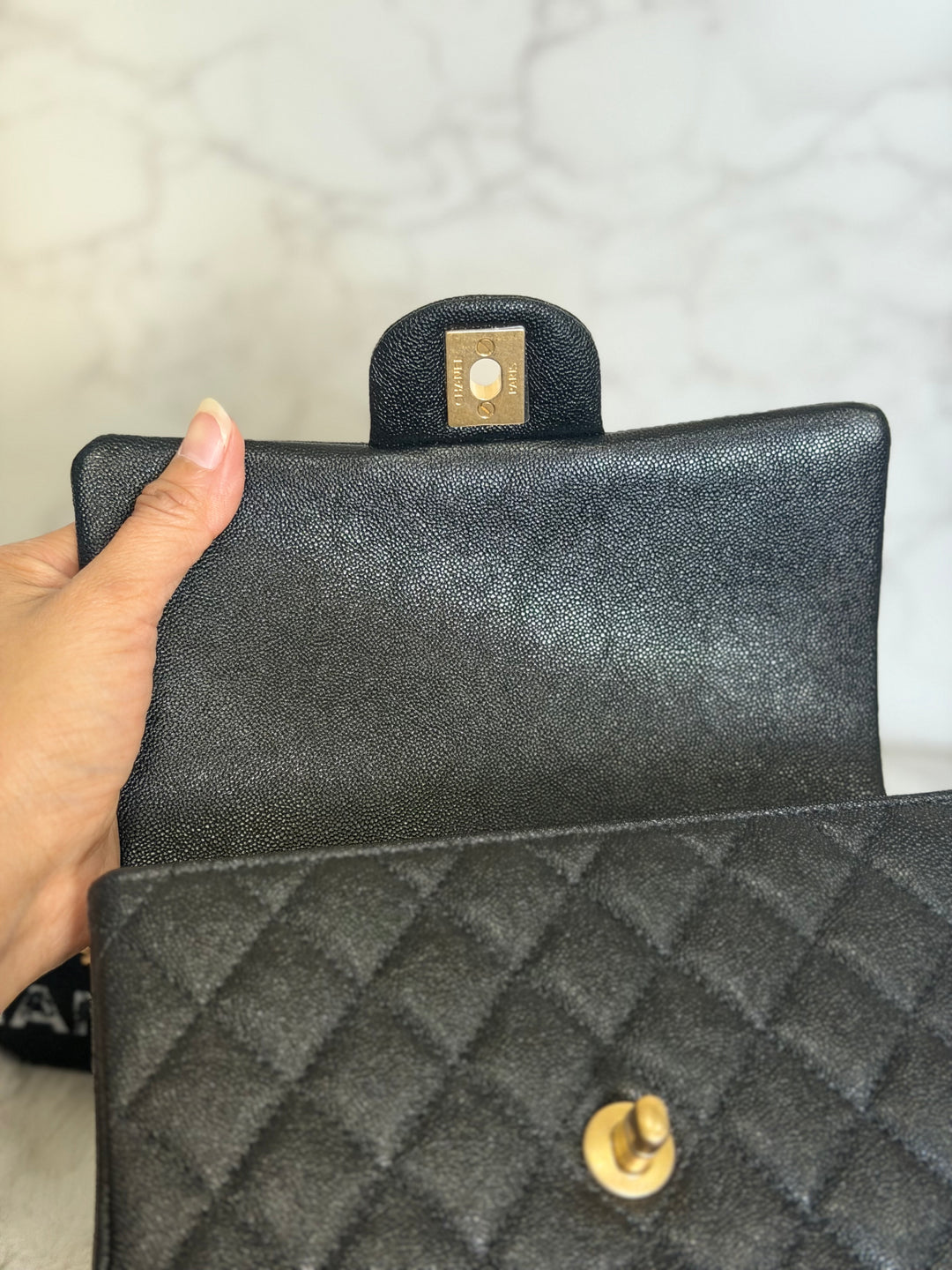 CHANEL 21S Black Caviar Aged GHW Top Handle Mini Rectangular Flap Bag series 31 2021