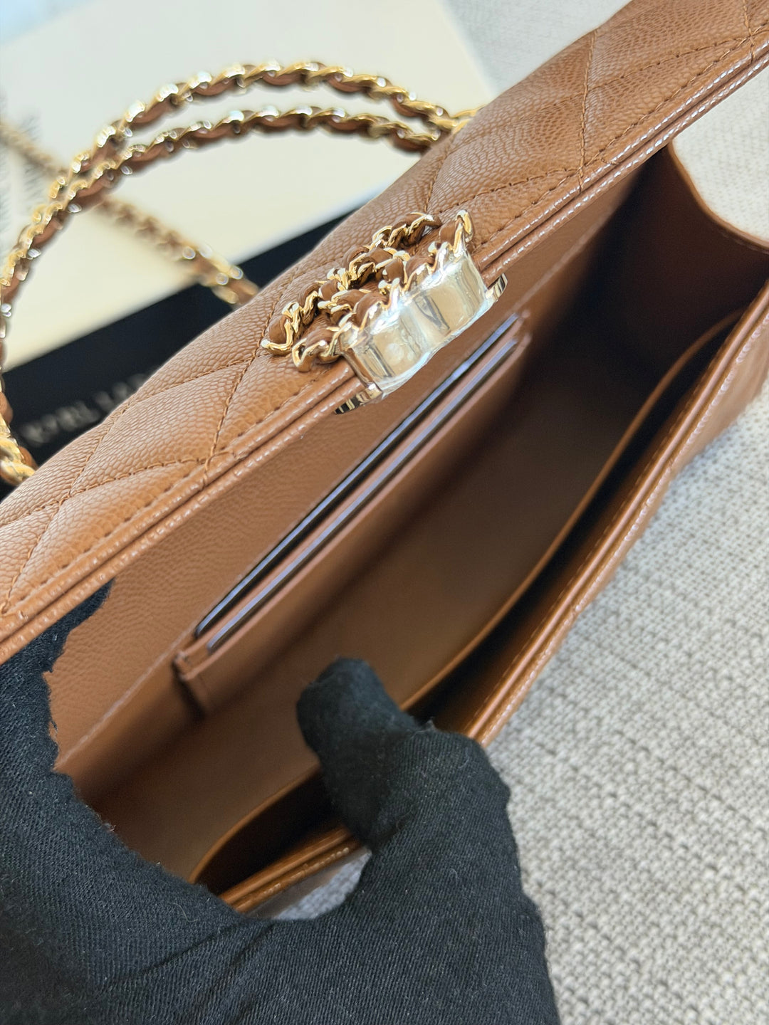 CHANEL 26P Brown Caviar LGHW Top Handle Vanity